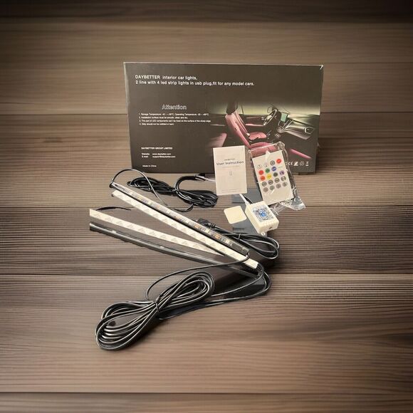 Daybetter Interior 2 Line LED Strip Lights USB Bluetooth Kit Remote Car Truck - Picture 7 of 9